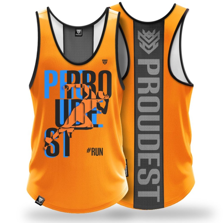 Mezczyzna Proudest | Tank Top Sportowy Run2 Orange Cool