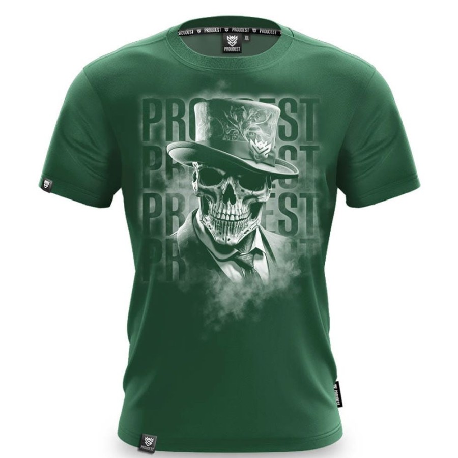 Mezczyzna Proudest | Koszulka Bawelniana Gentleman Skull Dark Green