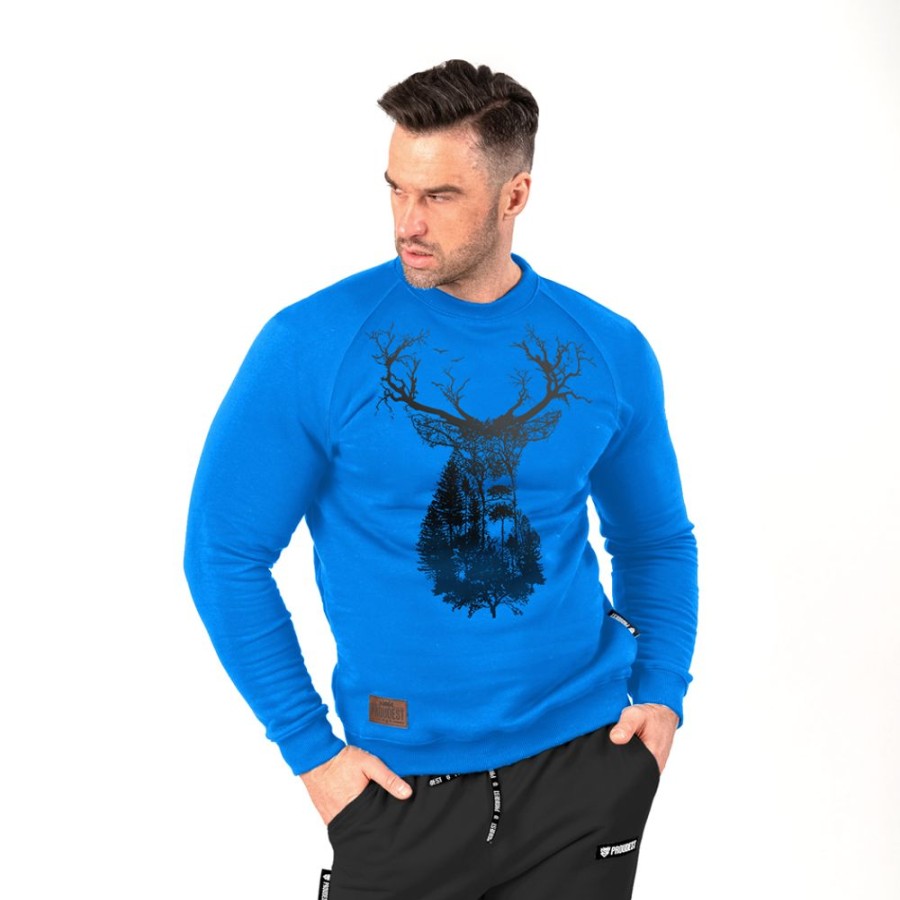 Mezczyzna Proudest | Bluza Klasyczna Deep Forest Deer Blue