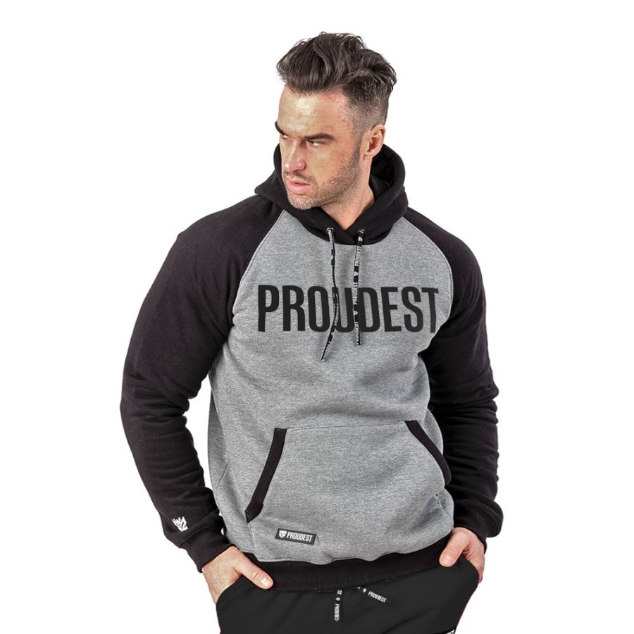 Mezczyzna Proudest | Bluza Kangurka Big Logo Black & Dark Gray