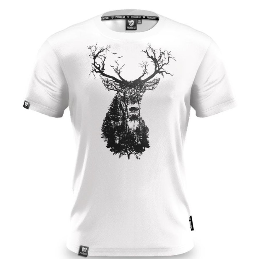 Mezczyzna Proudest | Koszulka Bawelniana Deep Forest Deer White