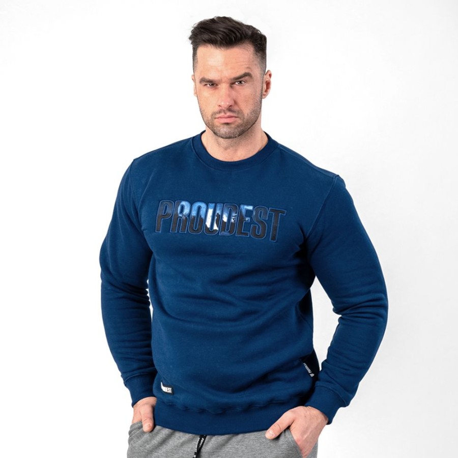 Mezczyzna Proudest | Bluza Klasyczna Logo Wolf Dark Blue