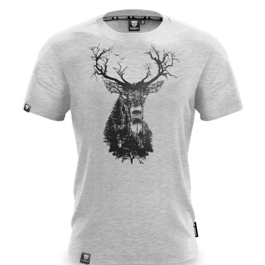 Mezczyzna Proudest | Koszulka Bawelniana Deep Forest Deer Gray