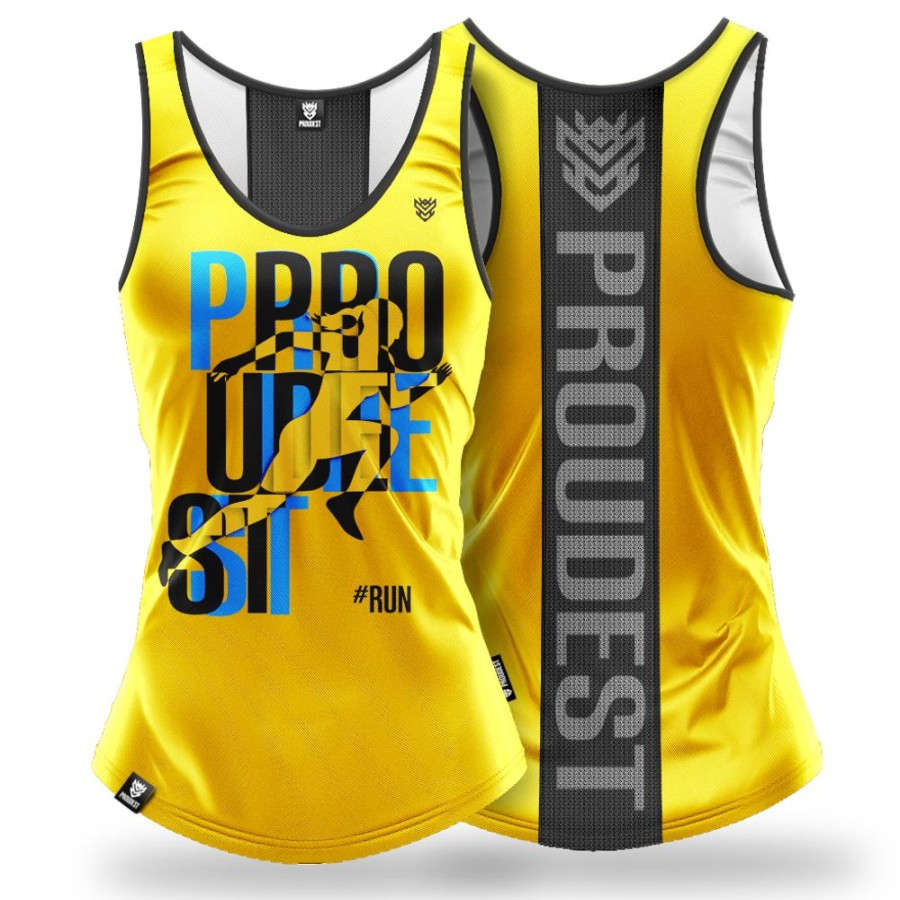 Kobieta Proudest | Tank Top Damski Sportowy Run2 Yellow