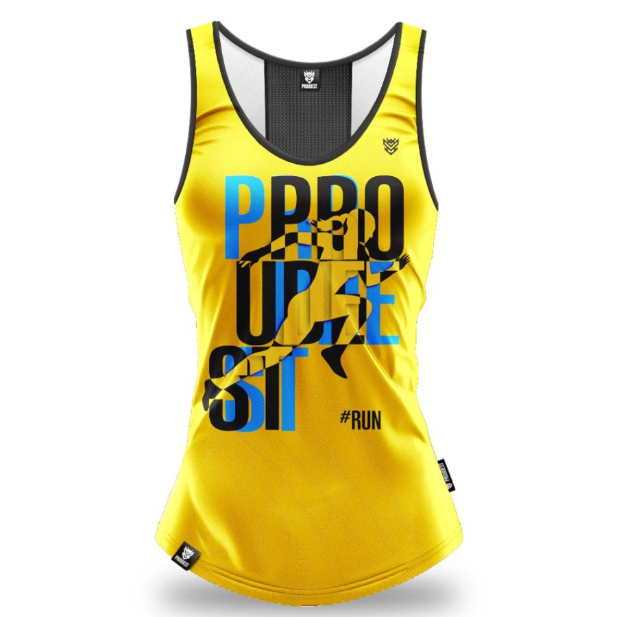 Kobieta Proudest | Tank Top Damski Sportowy Run2 Yellow