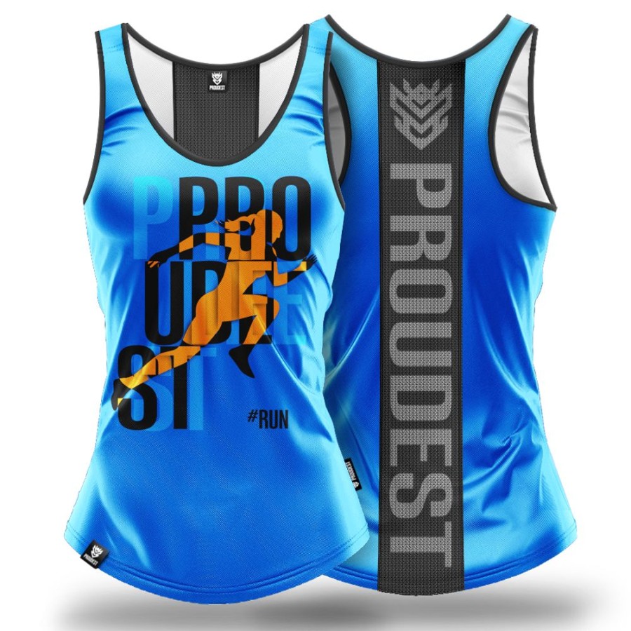 Kobieta Proudest | Tank Top Damski Sportowy Run2 Blue