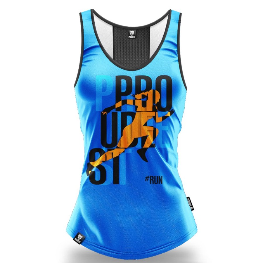 Kobieta Proudest | Tank Top Damski Sportowy Run2 Blue