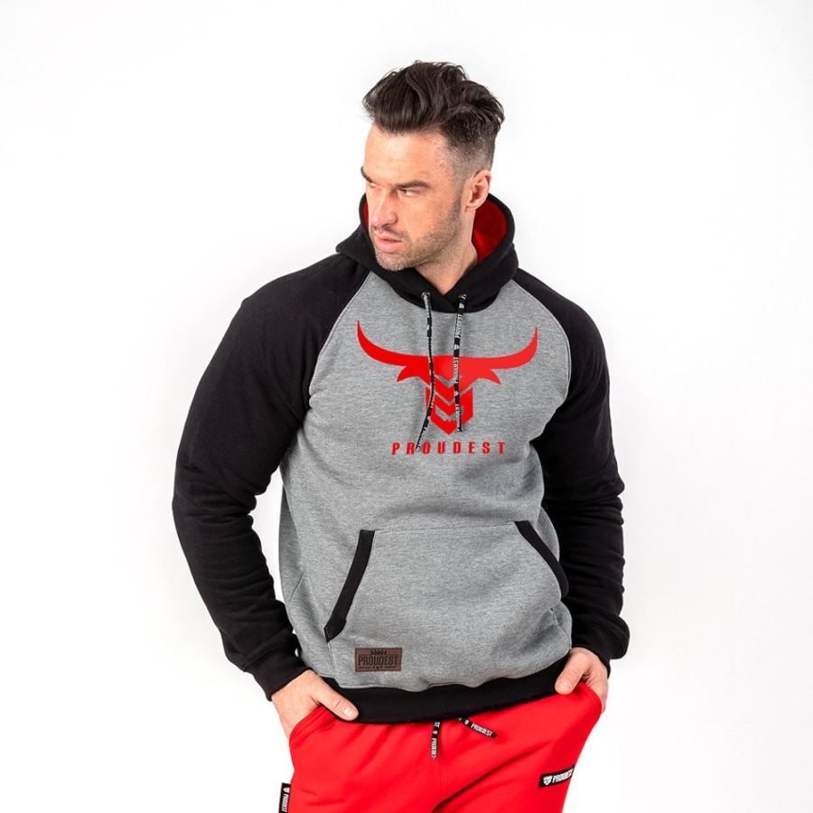 Mezczyzna Proudest | Bluza Kangurka Bull Black & Gray