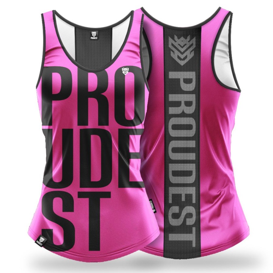 Kobieta Proudest | Tank Top Damski Sportowy Big Pink