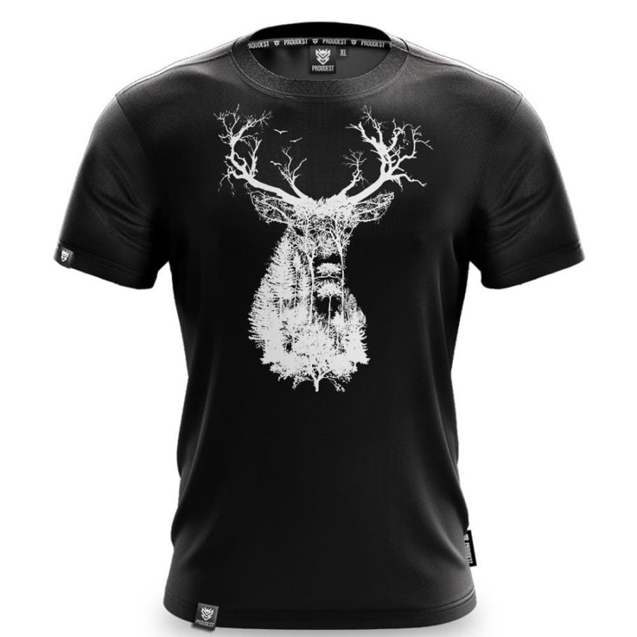 Mezczyzna Proudest | Koszulka Bawelniana Deep Forest Deer Black