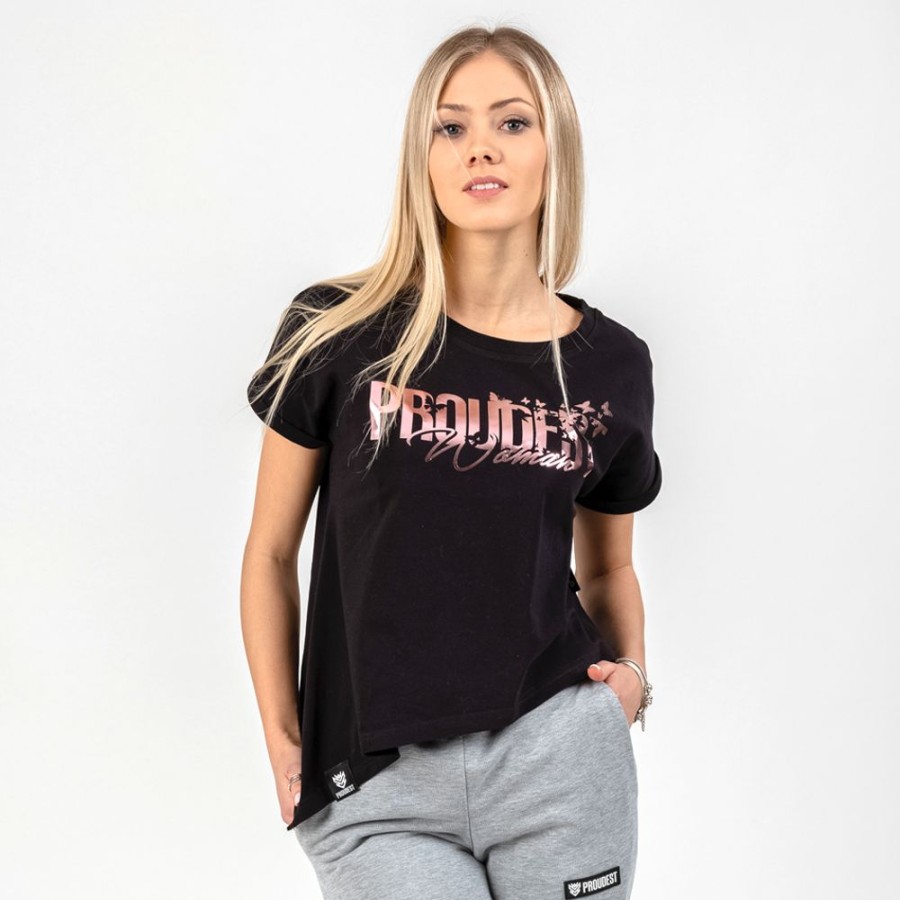 Kobieta Proudest | T-Shirt Damski Oversize Butterfly Black Rose