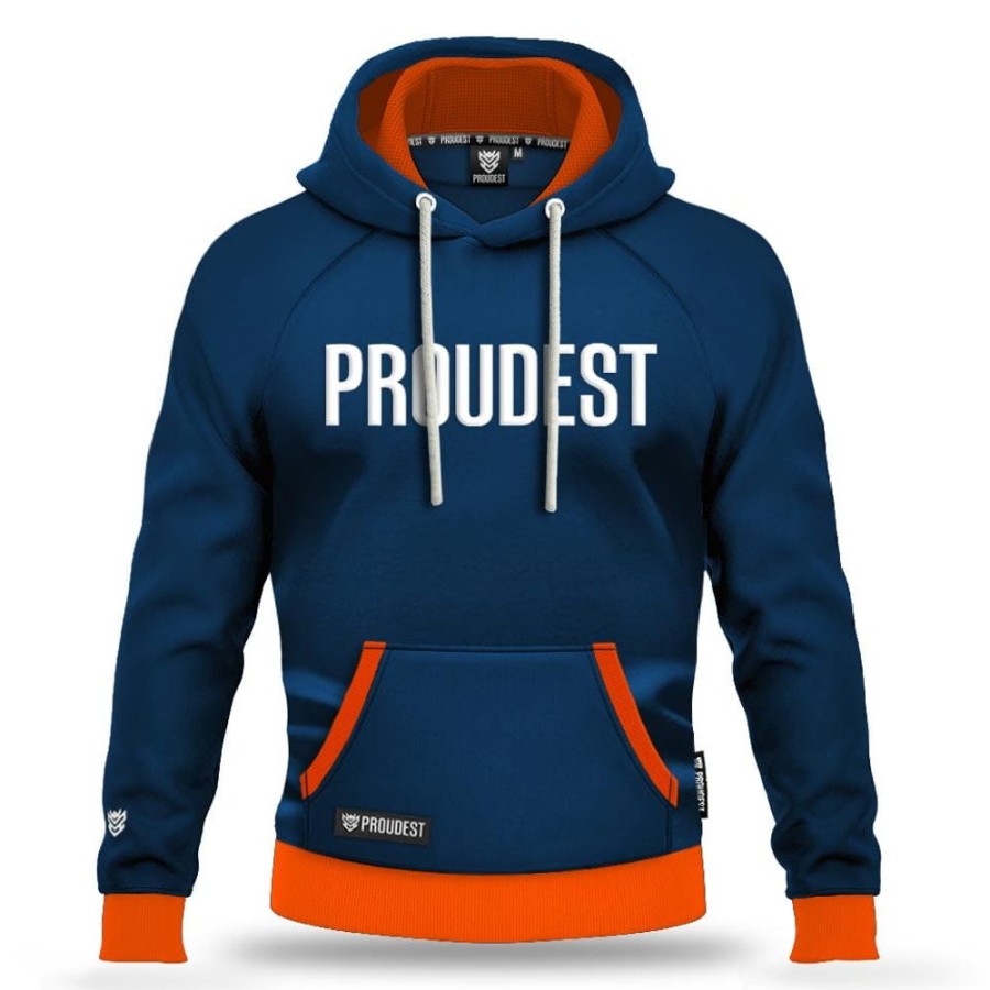 Mezczyzna Proudest | Bluza Kangurka Big Logo Dark Blue Orange Edition