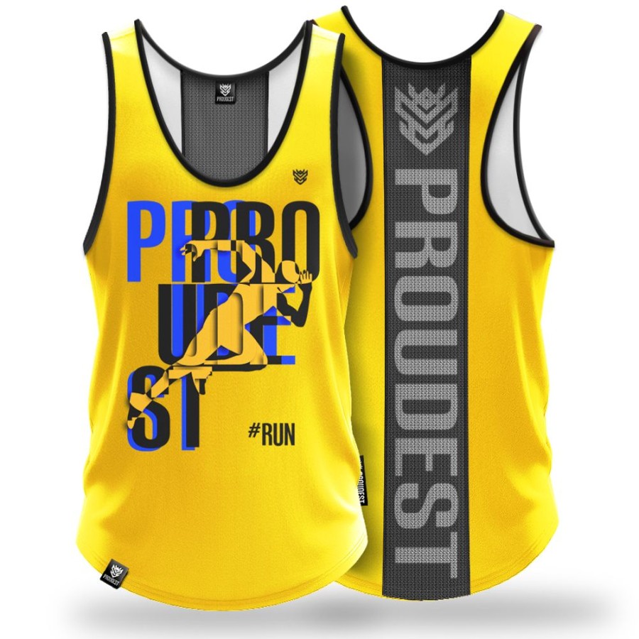 Mezczyzna Proudest | Tank Top Sportowy Run2 Yellow Cool