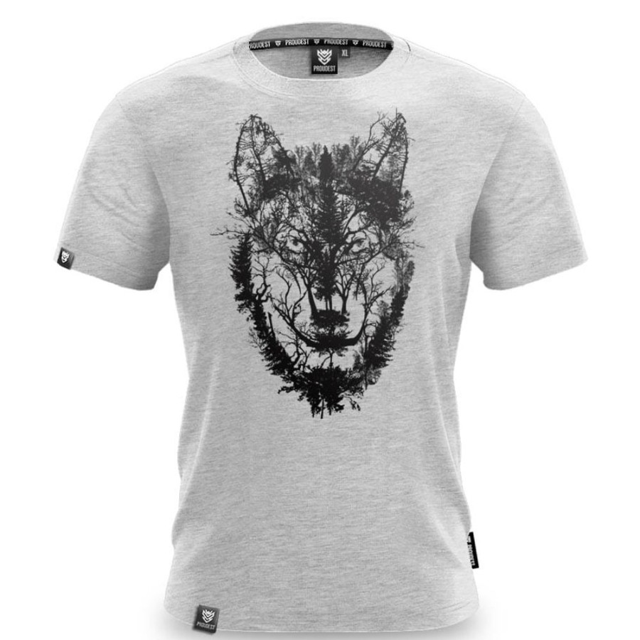 Mezczyzna Proudest | Koszulka Bawelniana Deep Forest Wolf Gray