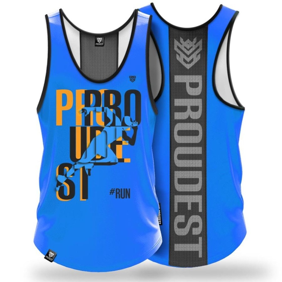 Mezczyzna Proudest | Tank Top Sportowy Run2 Blue Cool