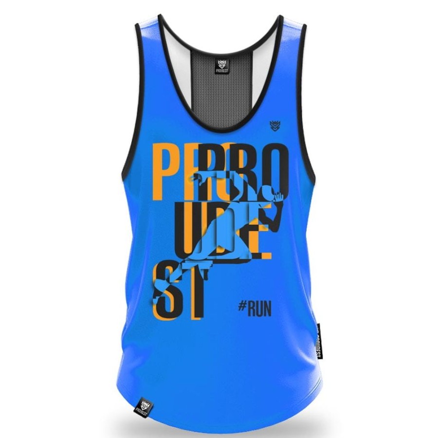 Mezczyzna Proudest | Tank Top Sportowy Run2 Blue Cool