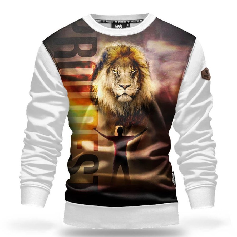 Mezczyzna Proudest | Bluza Klasyczna Mix Lion White