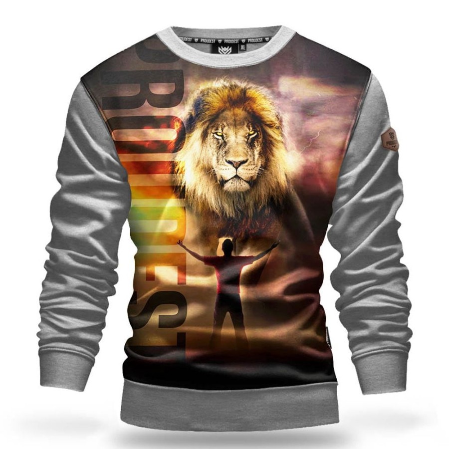 Mezczyzna Proudest | Bluza Klasyczna Mix Lion Light Gray