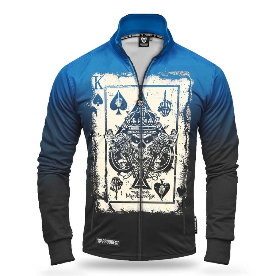 Mezczyzna Proudest | Bluza Rozpinana Ze Stojka King Card Blue