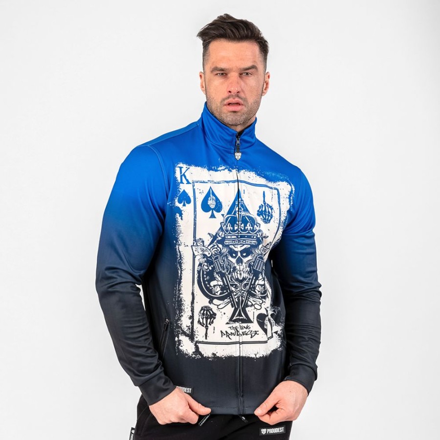 Mezczyzna Proudest | Bluza Rozpinana Ze Stojka King Card Blue