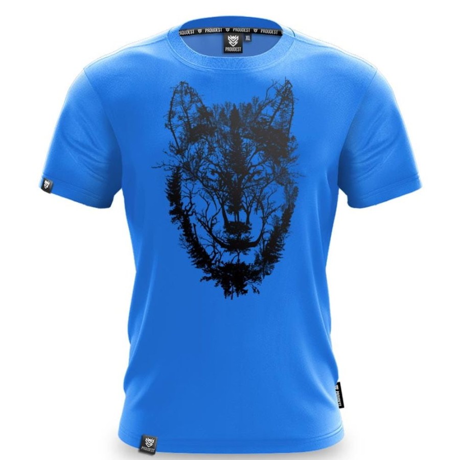 Mezczyzna Proudest | Koszulka Bawelniana Deep Forest Wolf Blue