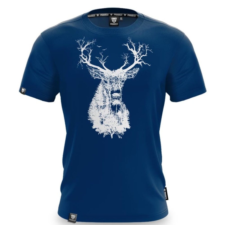 Mezczyzna Proudest | Koszulka Bawelniana Deep Forest Deer Dark Blue