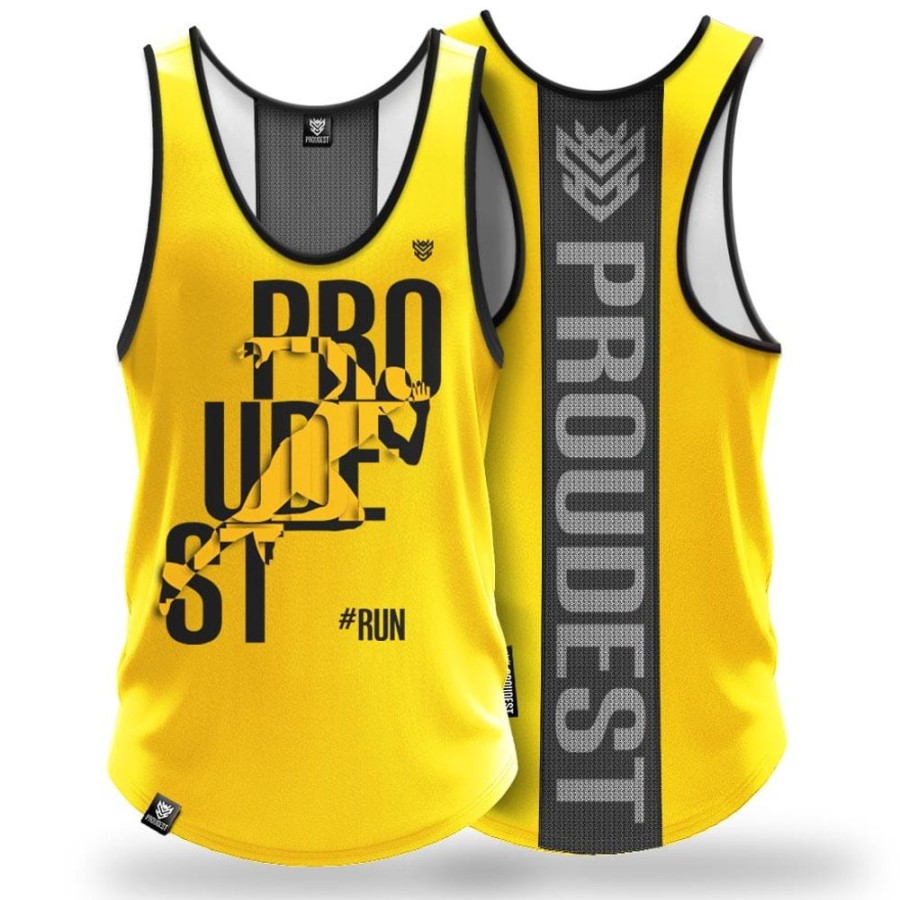 Mezczyzna Proudest | Tank Top Sportowy Run Yellow Cool