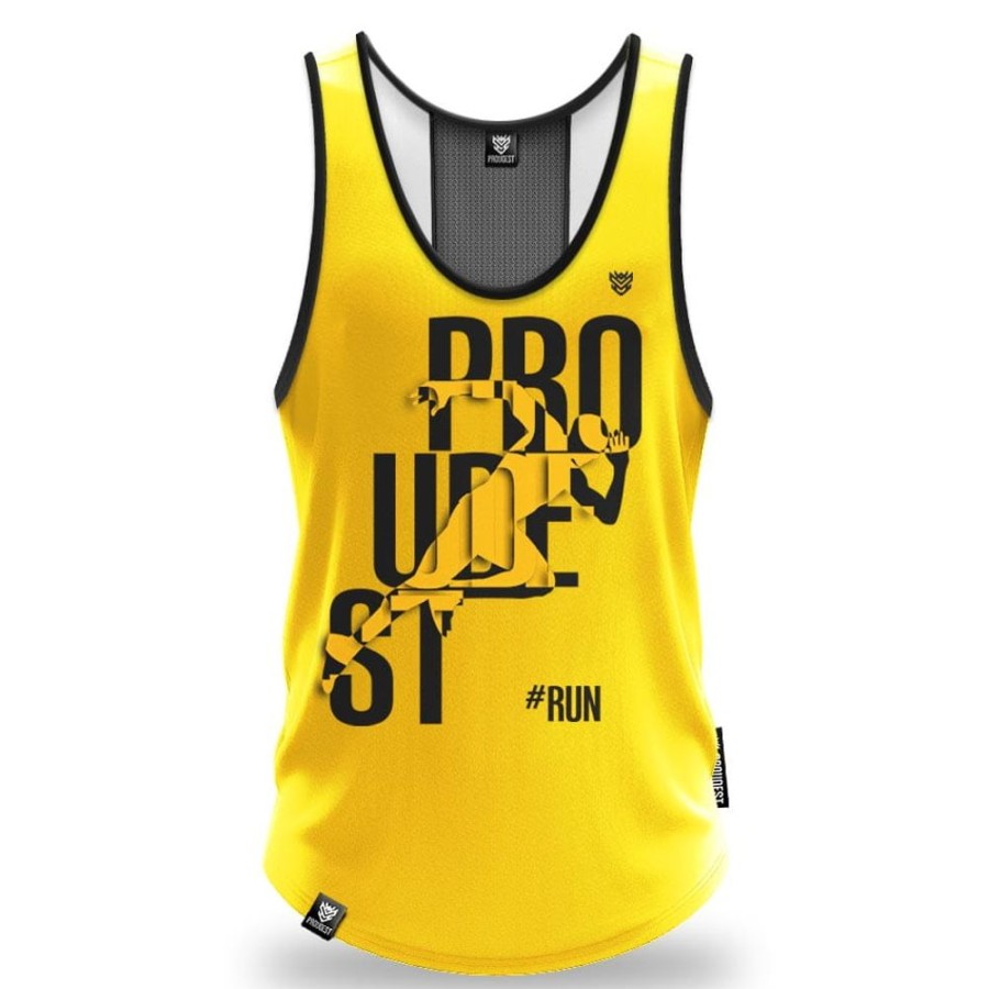 Mezczyzna Proudest | Tank Top Sportowy Run Yellow Cool