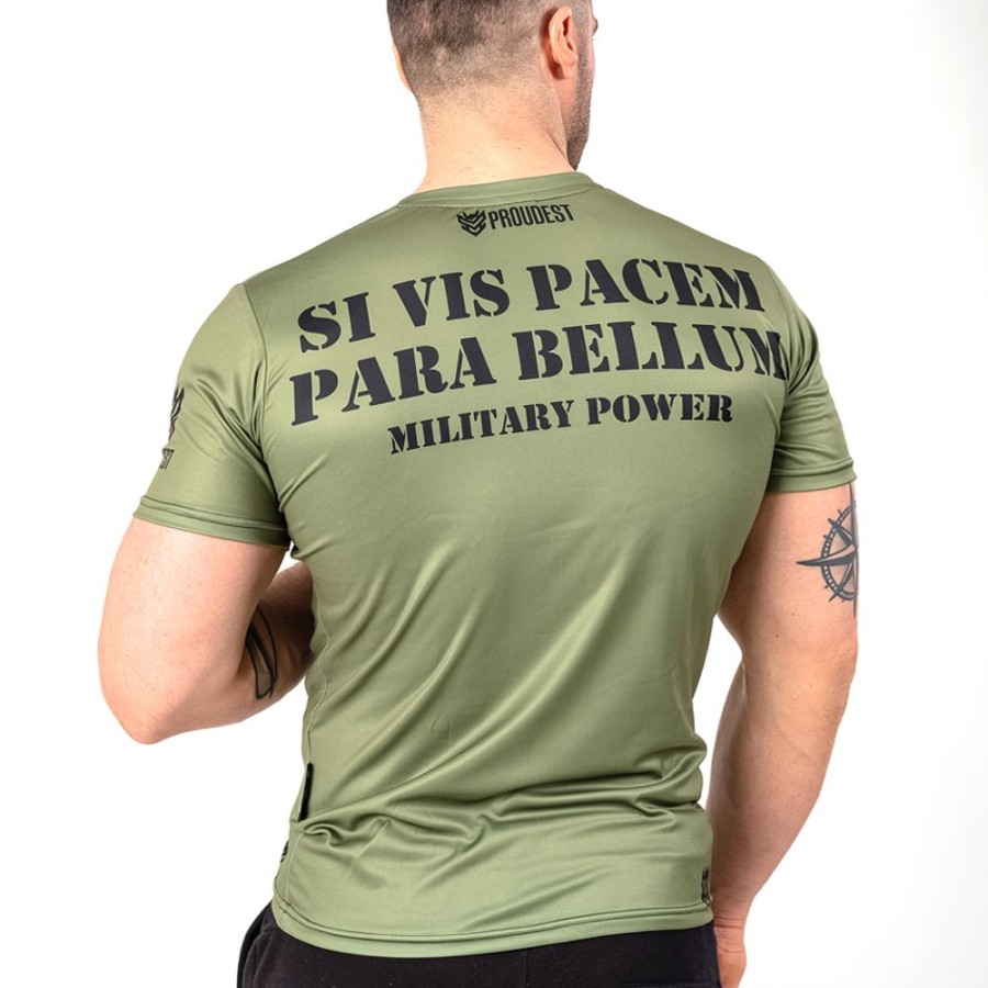 Mezczyzna Proudest | Koszulka Slim Military Power Green