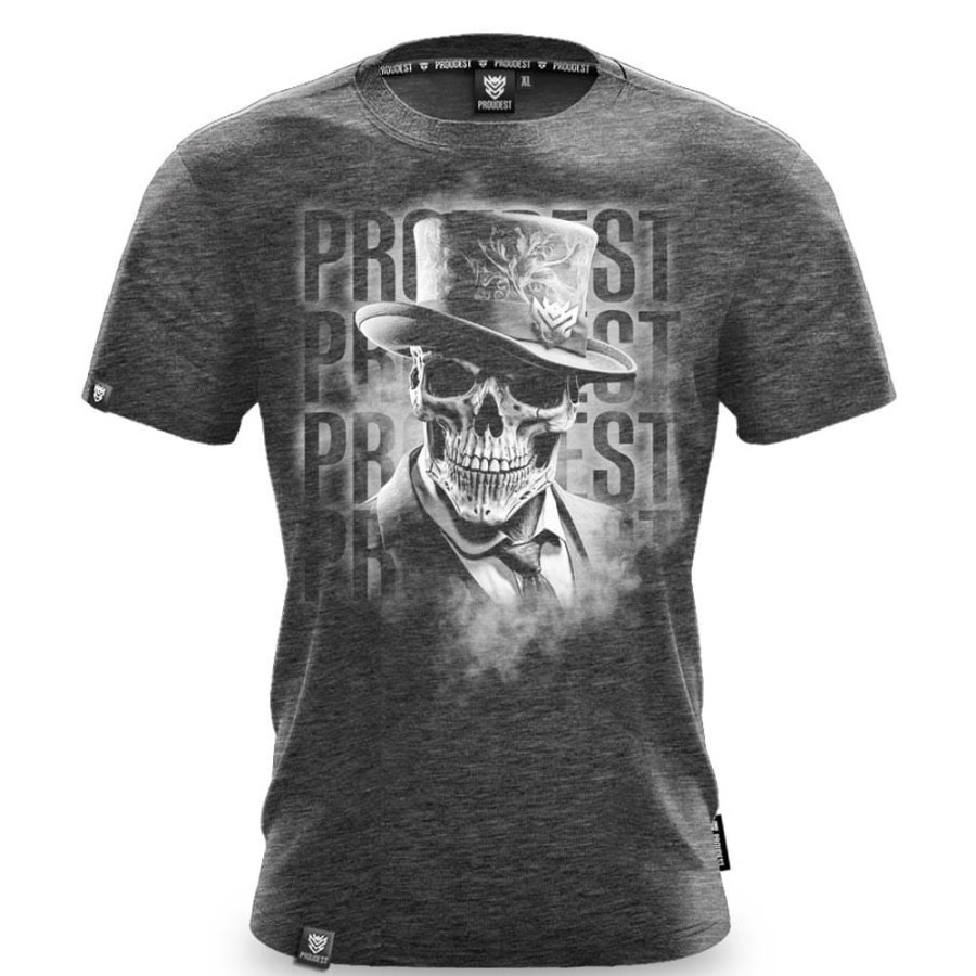 Mezczyzna Proudest | Koszulka Bawelniana Gentleman Skull Graphite Melange