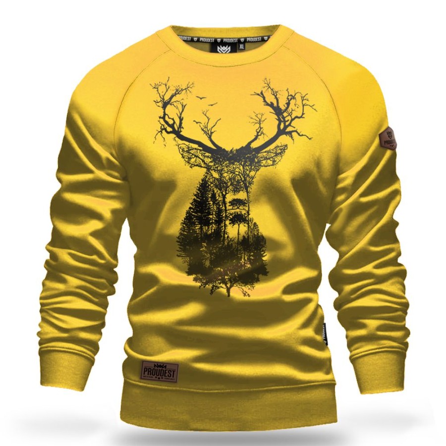 Mezczyzna Proudest | Bluza Klasyczna Deep Forest Deer Yellow