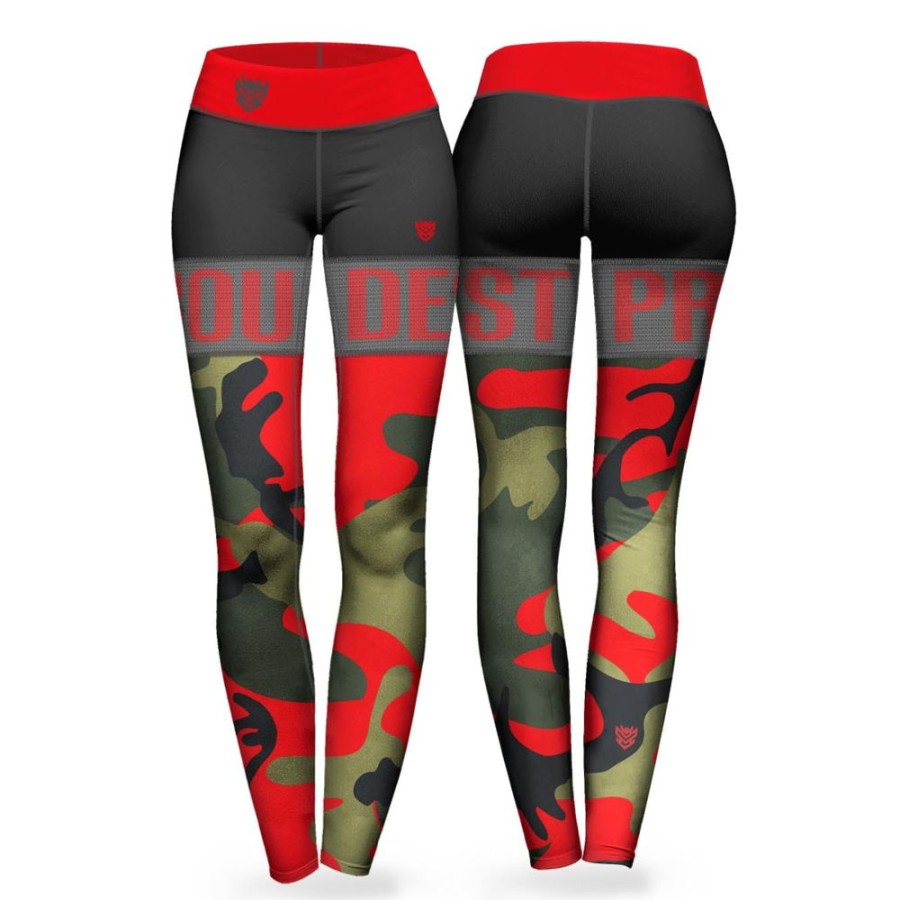 Kobieta Proudest | Legginsy Damskie Red Camo Cool