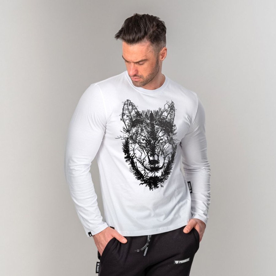 Mezczyzna Proudest | Longsleeve Deep Forest Wolf White