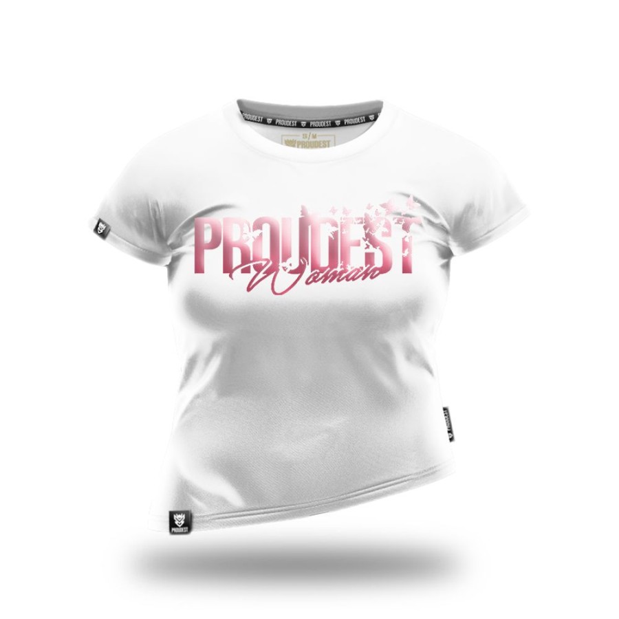 Kobieta Proudest | T-Shirt Damski Oversize Butterfly White Rose