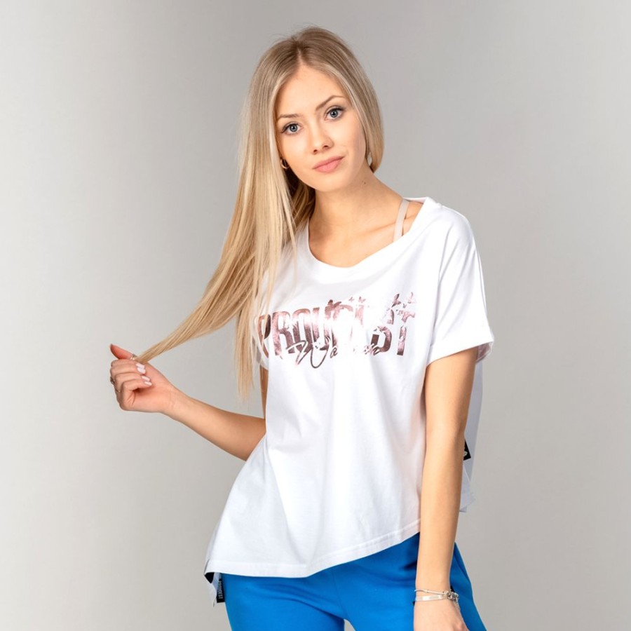 Kobieta Proudest | T-Shirt Damski Oversize Butterfly White Rose