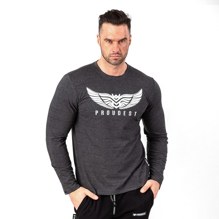 Mezczyzna Proudest | Longsleeve Wings Dark Gray Melange