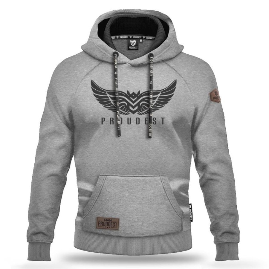 Mezczyzna Proudest | Bluza Kangurka Wings Gray Melange